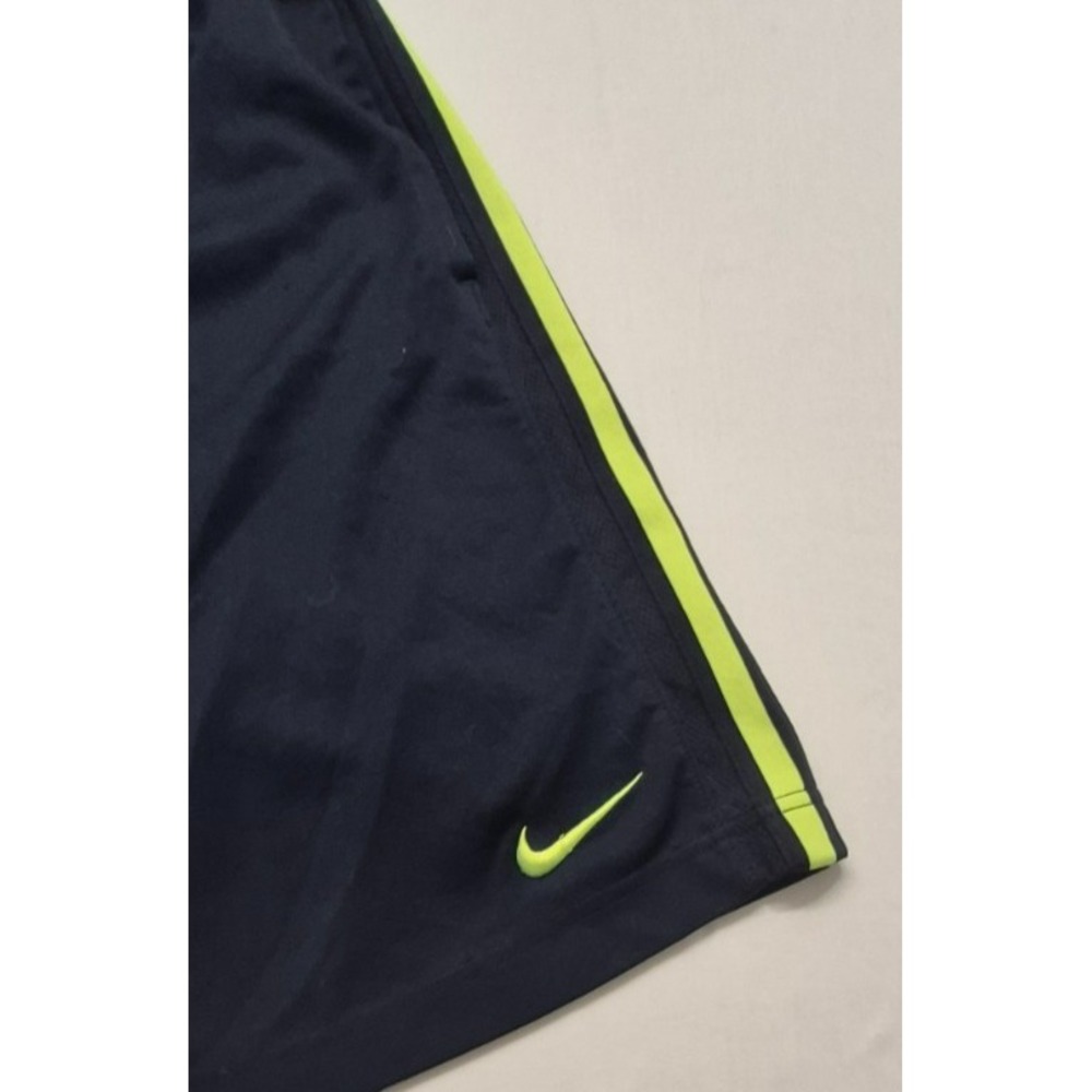 Nike men's black running‎ athletic shorts yellow strips & swoosh logo sz. XL - Picture 3 of 13